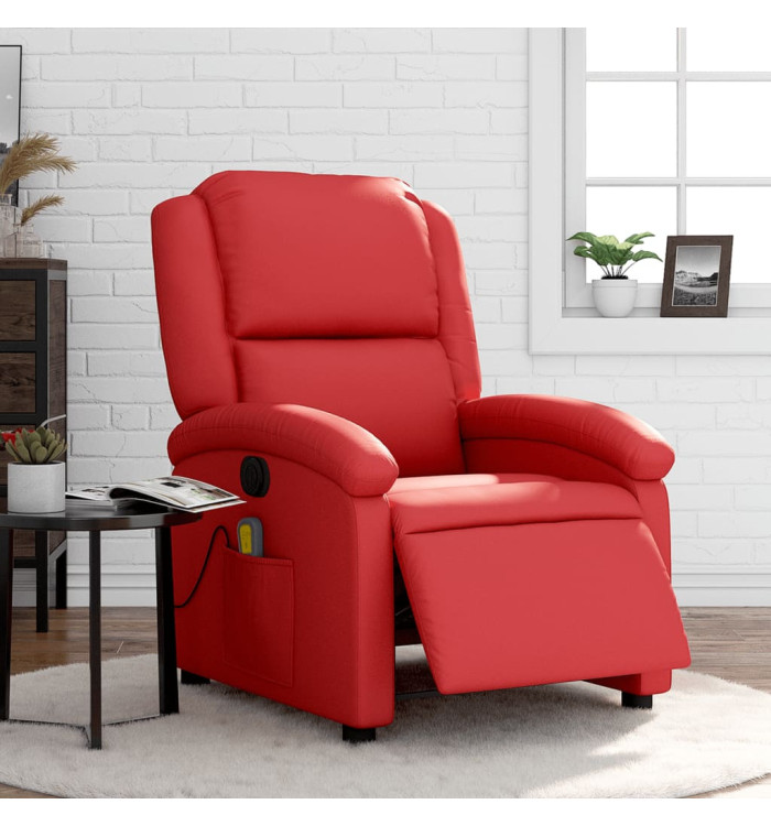 Fauteuil de massage inclinable électrique rouge similicuir | Mobilier & Déco