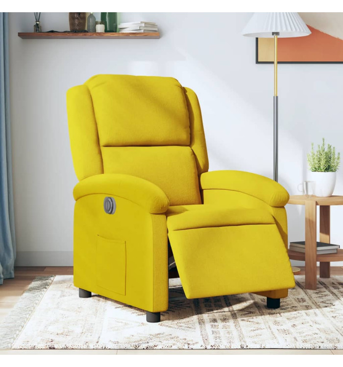 Fauteuil inclinable électrique jaune velours | Mobilier & Déco