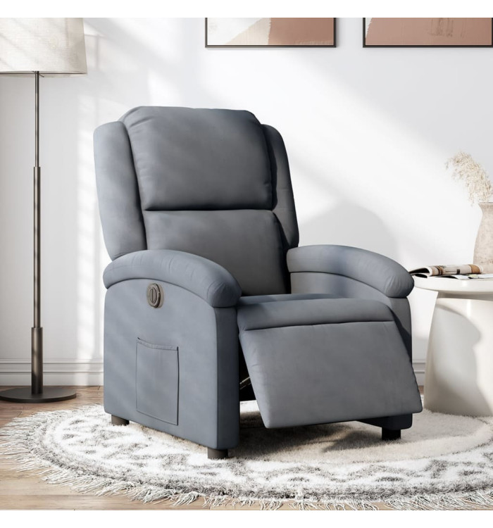 Fauteuil inclinable électrique Gris foncé Velours | Mobilier & Déco