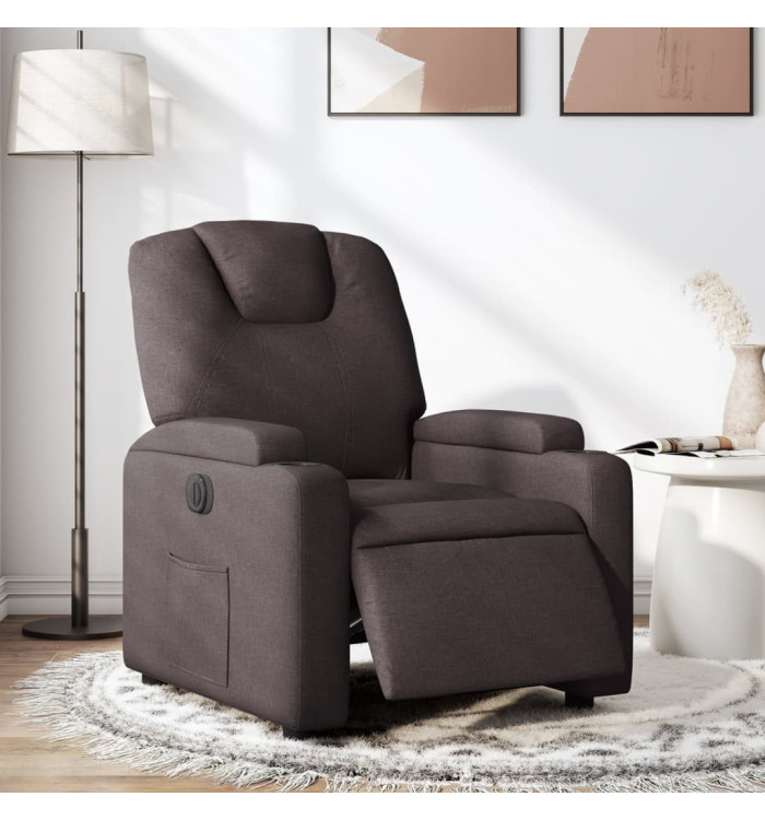 Fauteuil inclinable électrique Marron foncé Tissu | Mobilier & Déco