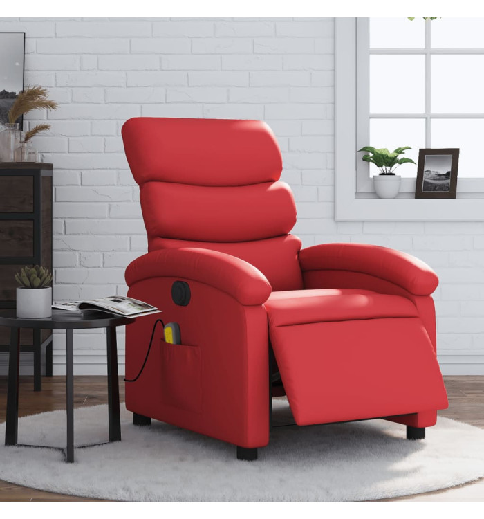 Fauteuil de massage inclinable électrique rouge similicuir | Mobilier & Déco