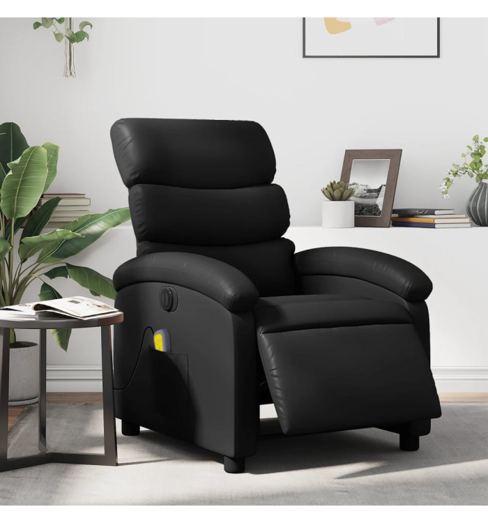 Fauteuil de massage inclinable électrique noir similicuir | Mobilier & Déco