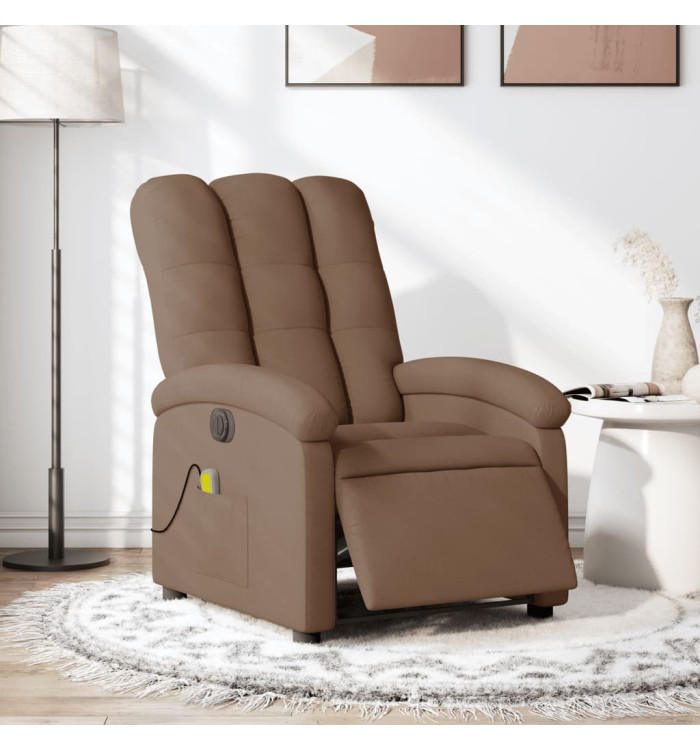Fauteuil inclinable de massage électrique marron tissu | Mobilier & Déco