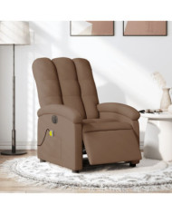Fauteuil inclinable de massage électrique marron tissu | Mobilier & Déco