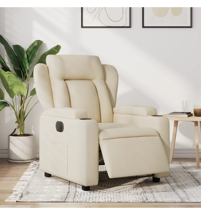 Fauteuil inclinable électrique Crème Tissu | Mobilier & Déco