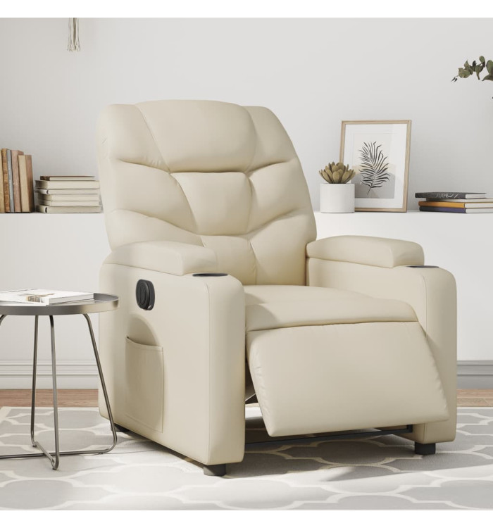 Fauteuil inclinable électrique Crème Similicuir | Mobilier & Déco