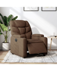 Fauteuil inclinable électrique Marron Tissu | Mobilier & Déco