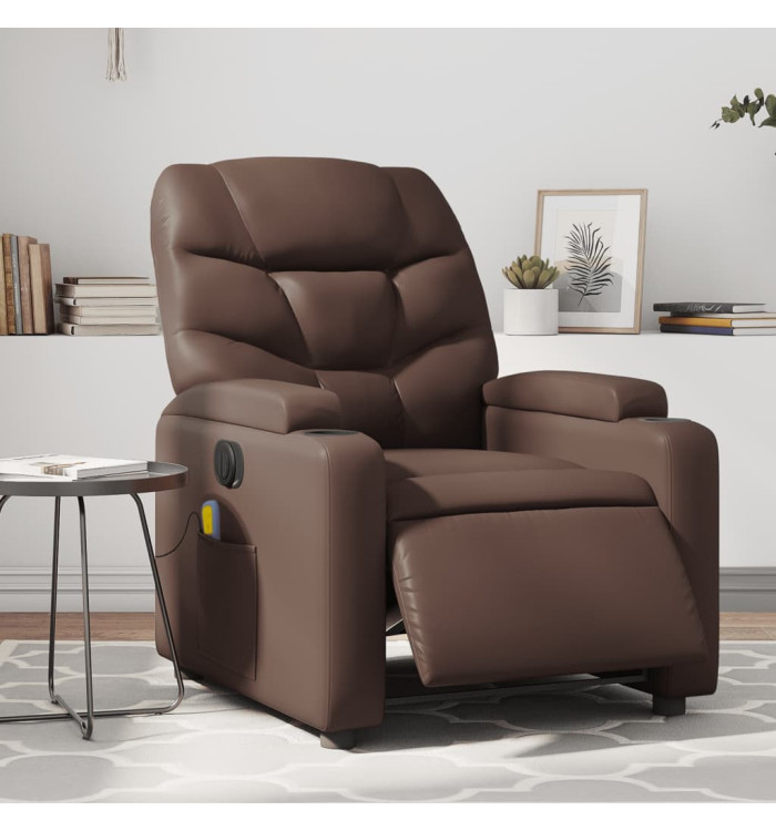 Fauteuil de massage inclinable électrique marron similicuir | Mobilier & Déco