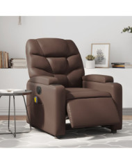 Fauteuil de massage inclinable électrique marron similicuir | Mobilier & Déco