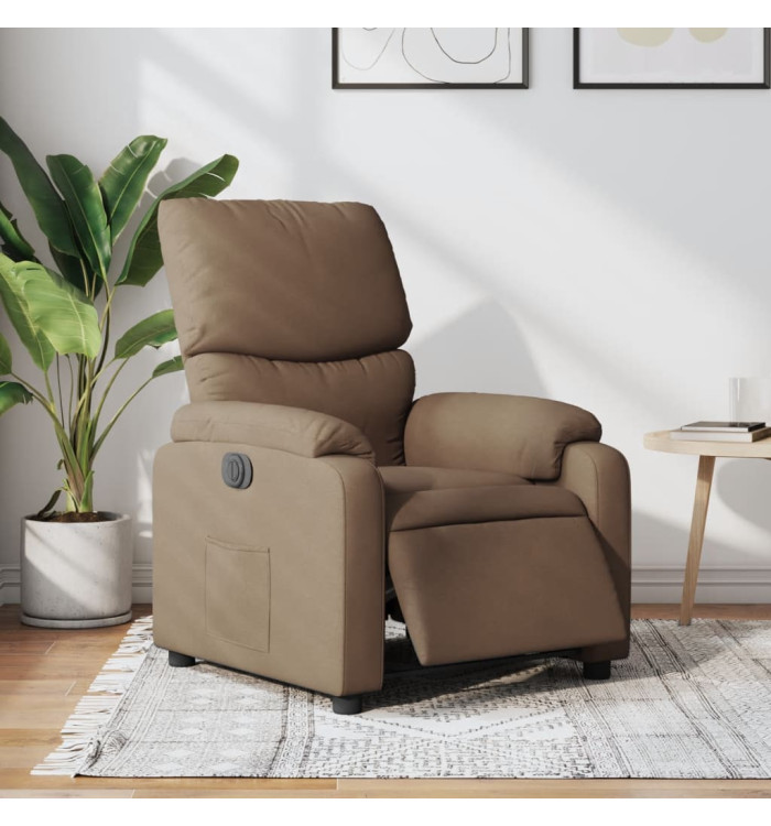 Fauteuil inclinable électrique Marron Tissu | Mobilier & Déco