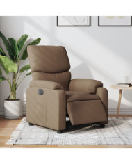 Fauteuil inclinable électrique Marron Tissu | Mobilier & Déco