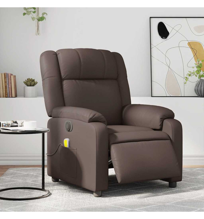 Fauteuil de massage inclinable électrique marron similicuir | Mobilier & Déco