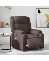 Fauteuil de massage inclinable électrique marron similicuir | Mobilier & Déco