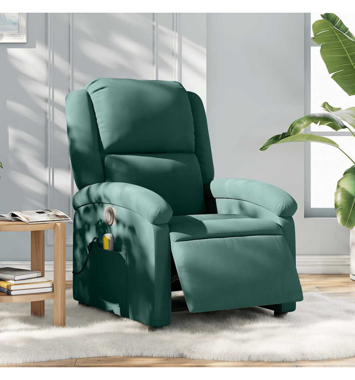 Fauteuil inclinable de massage électrique vert foncé velours | Mobilier & Déco