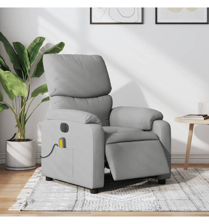 Fauteuil de massage inclinable électrique gris clair tissu | Mobilier & Déco