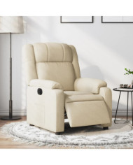Fauteuil inclinable électrique Crème Tissu | Mobilier & Déco