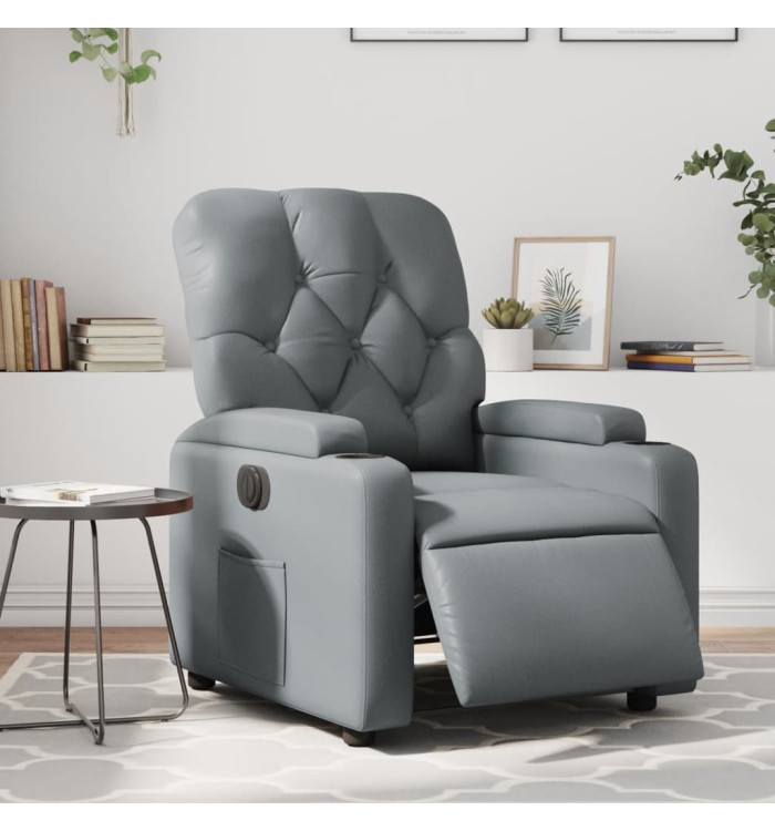 Fauteuil inclinable électrique Gris Similicuir | Mobilier & Déco