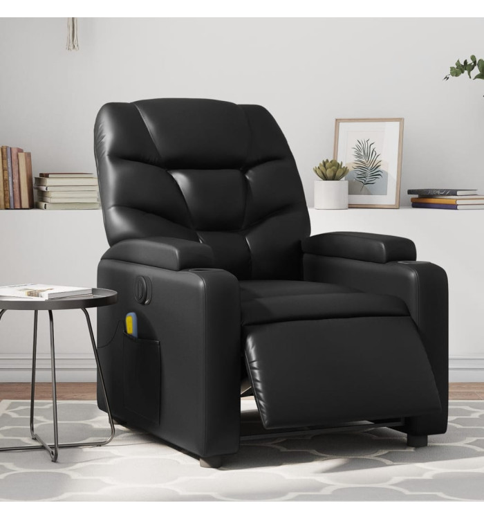 Fauteuil de massage inclinable électrique noir similicuir | Mobilier & Déco