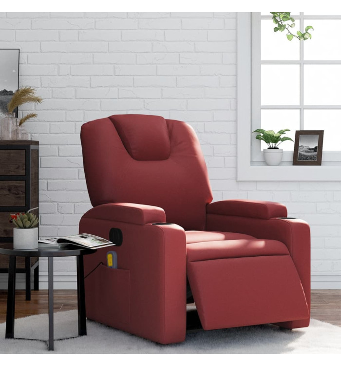 Fauteuil de massage inclinable électrique rouge bordeaux | Mobilier & Déco