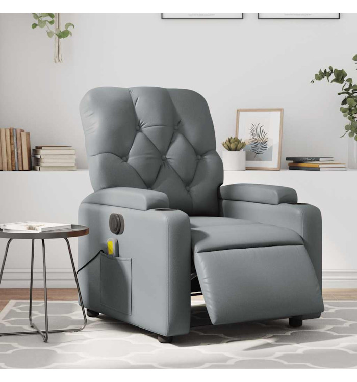 Fauteuil de massage inclinable électrique gris similicuir | Mobilier & Déco