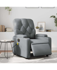Fauteuil de massage inclinable électrique gris similicuir | Mobilier & Déco
