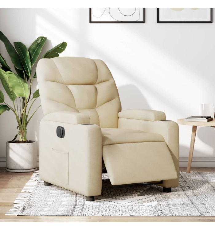Fauteuil inclinable électrique Crème Tissu | Mobilier & Déco