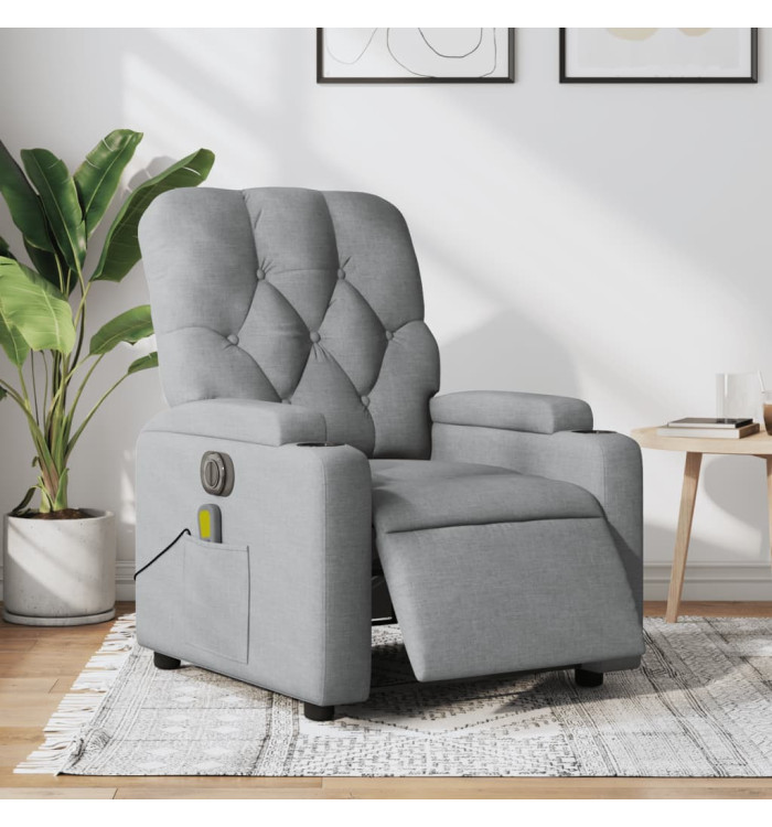 Fauteuil de massage inclinable électrique gris clair tissu | Mobilier & Déco