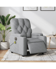 Fauteuil de massage inclinable électrique gris clair tissu | Mobilier & Déco