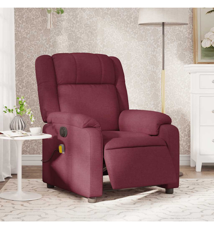 Fauteuil de massage inclinable électrique Rouge bordeaux Tissu | Mobilier & Déco
