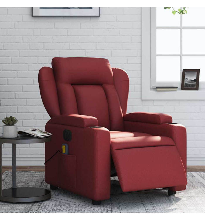 Fauteuil de massage inclinable électrique rouge bordeaux | Mobilier & Déco