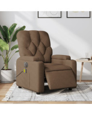 Fauteuil inclinable de massage électrique marron tissu | Mobilier & Déco