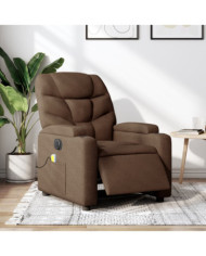 Fauteuil inclinable de massage électrique marron tissu | Mobilier & Déco