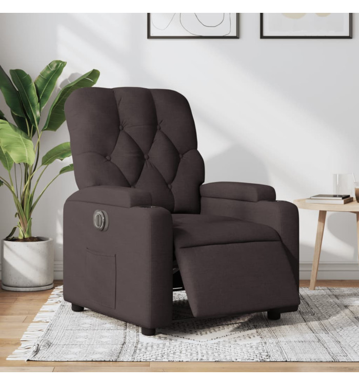 Fauteuil inclinable électrique Marron foncé Tissu | Mobilier & Déco