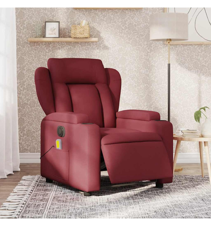 Fauteuil de massage inclinable électrique Rouge bordeaux Tissu | Mobilier & Déco