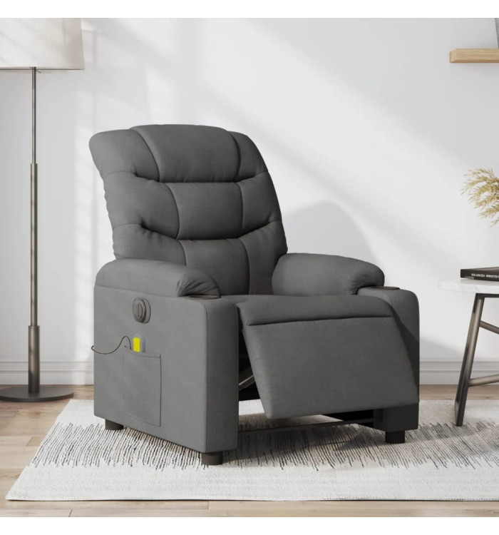 Fauteuil inclinable de massage électrique gris foncé tissu | Mobilier & Déco