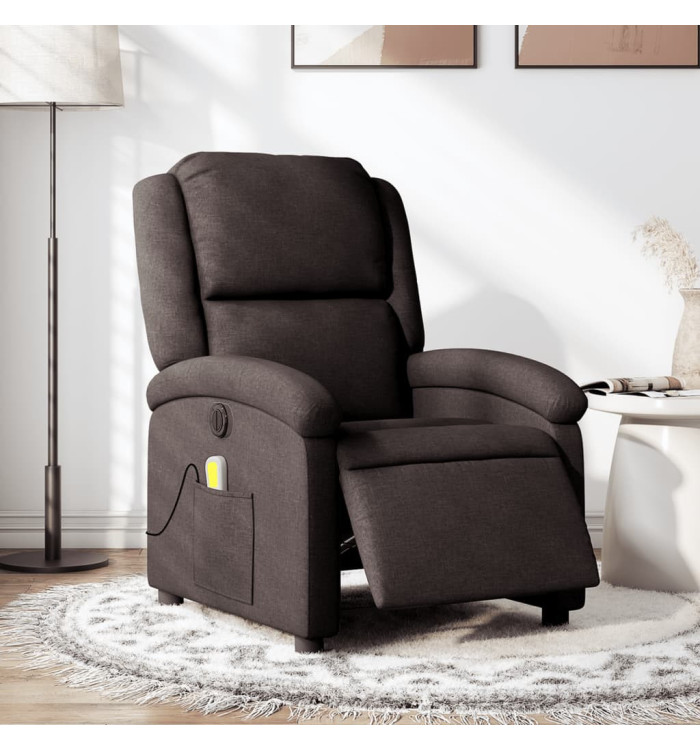 Fauteuil de massage inclinable électrique Marron foncé Tissu | Mobilier & Déco