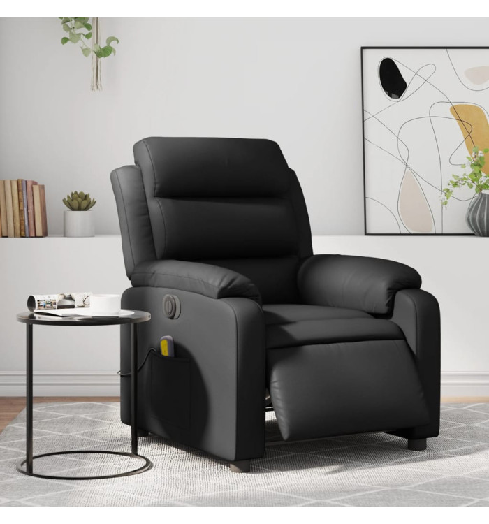 Fauteuil de massage inclinable électrique noir similicuir | Mobilier & Déco
