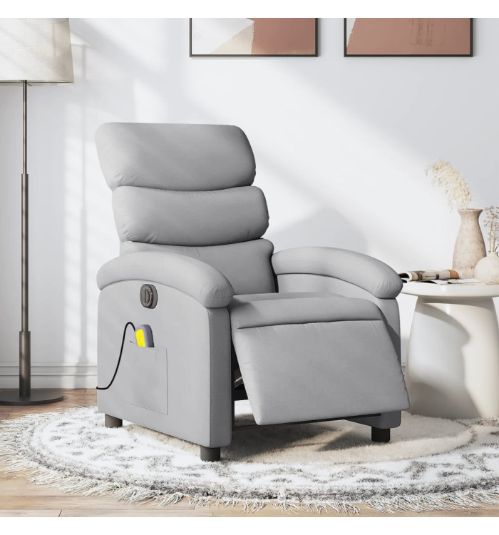 Fauteuil de massage inclinable électrique gris clair tissu | Mobilier & Déco