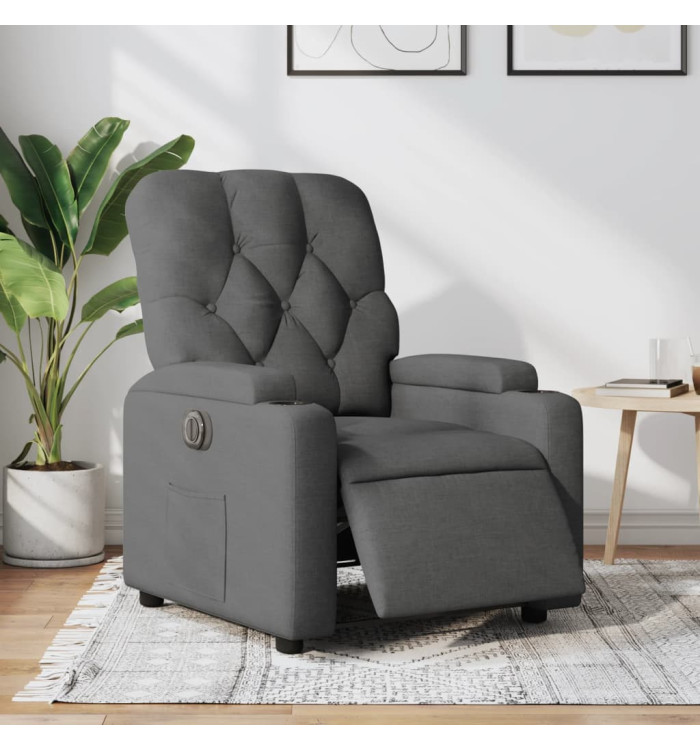 Fauteuil inclinable électrique Gris foncé Tissu | Mobilier & Déco