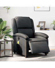 Fauteuil de massage inclinable électrique noir cuir véritable | Mobilier & Déco