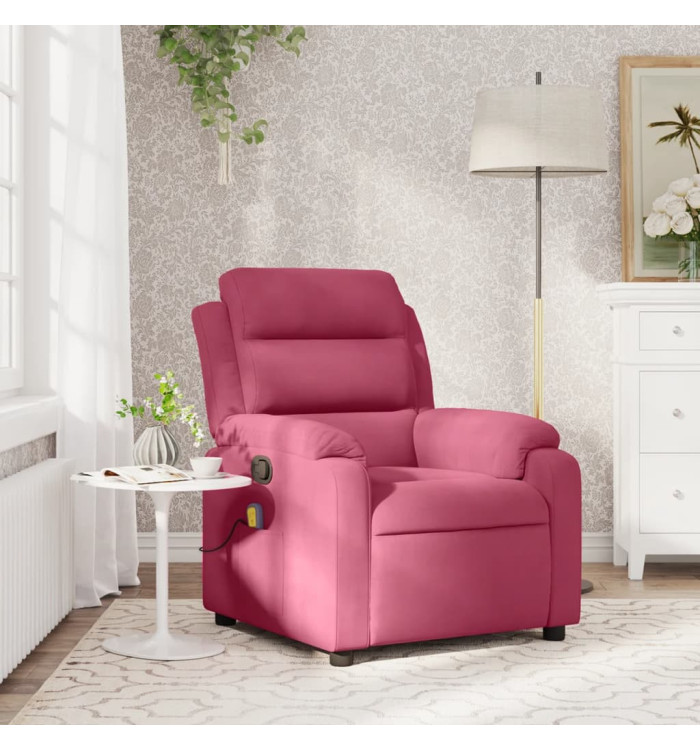 Fauteuil de massage inclinable rouge bordeaux velours | Mobilier & Déco