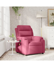 Fauteuil de massage inclinable rouge bordeaux velours | Mobilier & Déco