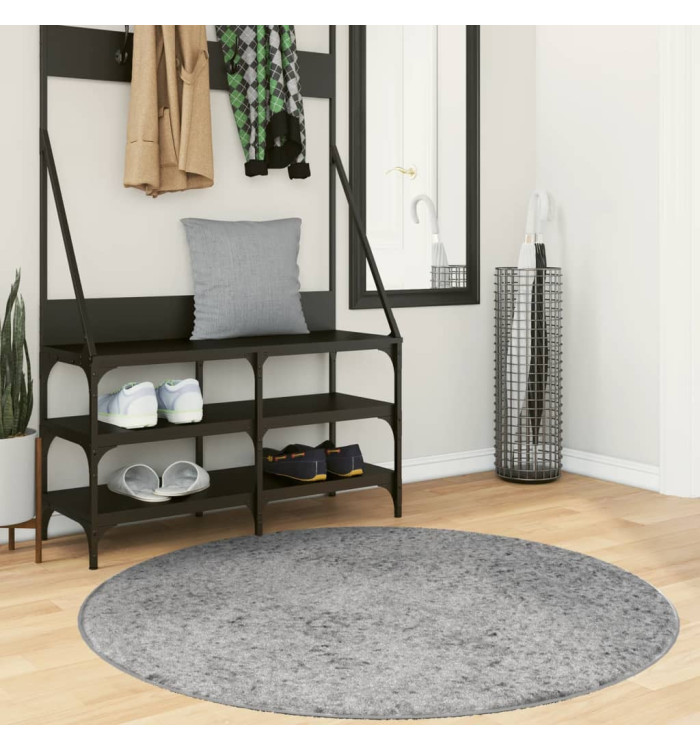Tapis shaggy PAMPLONA poils longs moderne gris Ø 120 cm | Mobilier & Déco
