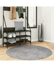 Tapis shaggy PAMPLONA poils longs moderne gris Ø 120 cm | Mobilier & Déco
