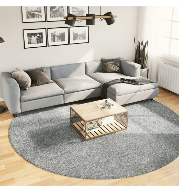 Tapis shaggy PAMPLONA poils longs moderne vert Ø 280 cm | Mobilier & Déco