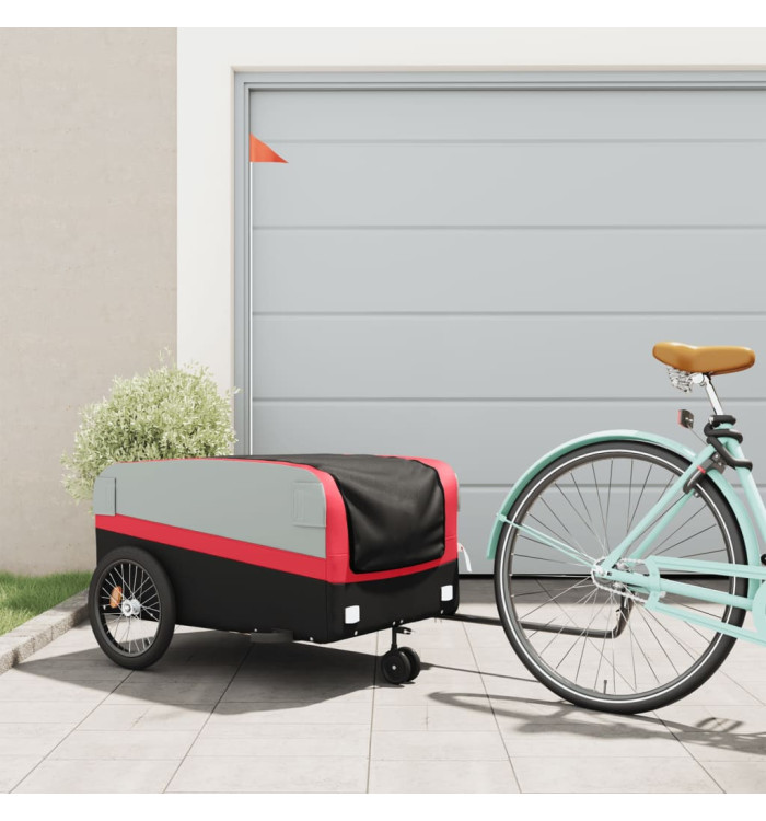 Remorque de vélo noir et rouge 45 kg fer | Mobilier & Déco