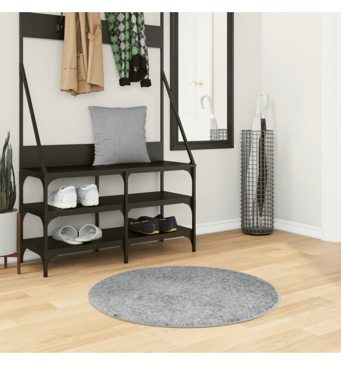 Tapis shaggy PAMPLONA poils longs moderne gris Ø 80 cm | Mobilier & Déco