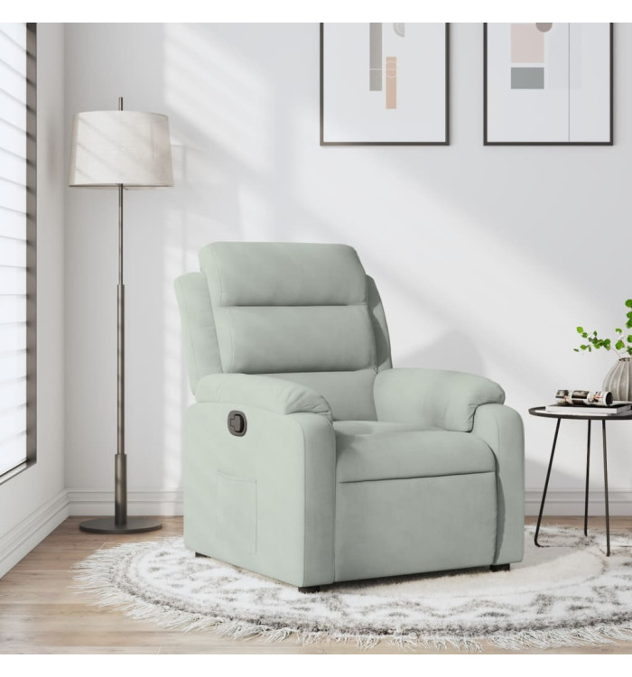Fauteuil inclinable gris clair velours | Mobilier & Déco