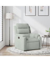 Fauteuil inclinable gris clair velours | Mobilier & Déco