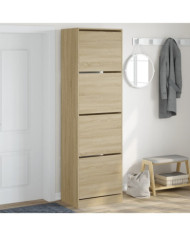 Armoire à chaussures 4 tiroirs rabattables chêne 60x42x204 cm | Mobilier & Déco